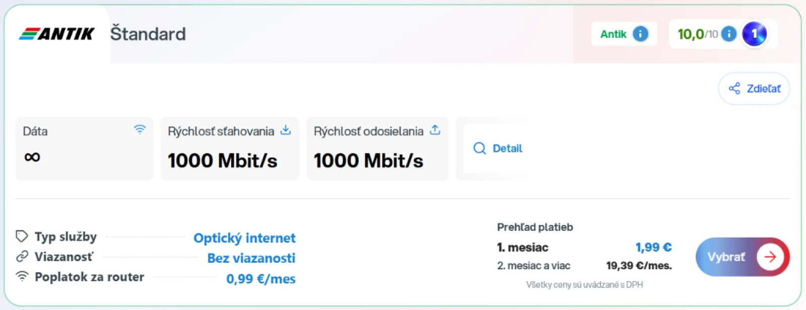 R&yacute;chly optick&yacute; internet Antik