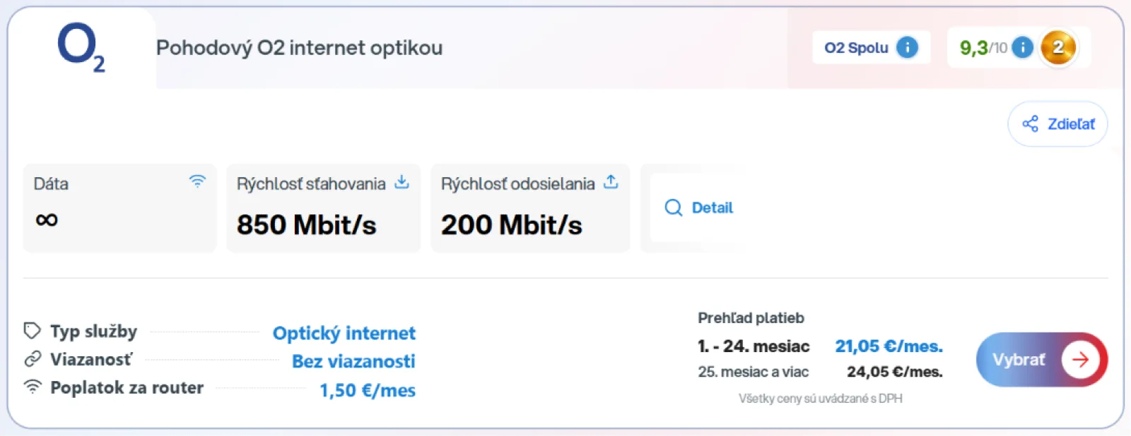 R&yacute;chly optick&yacute; internet O2 