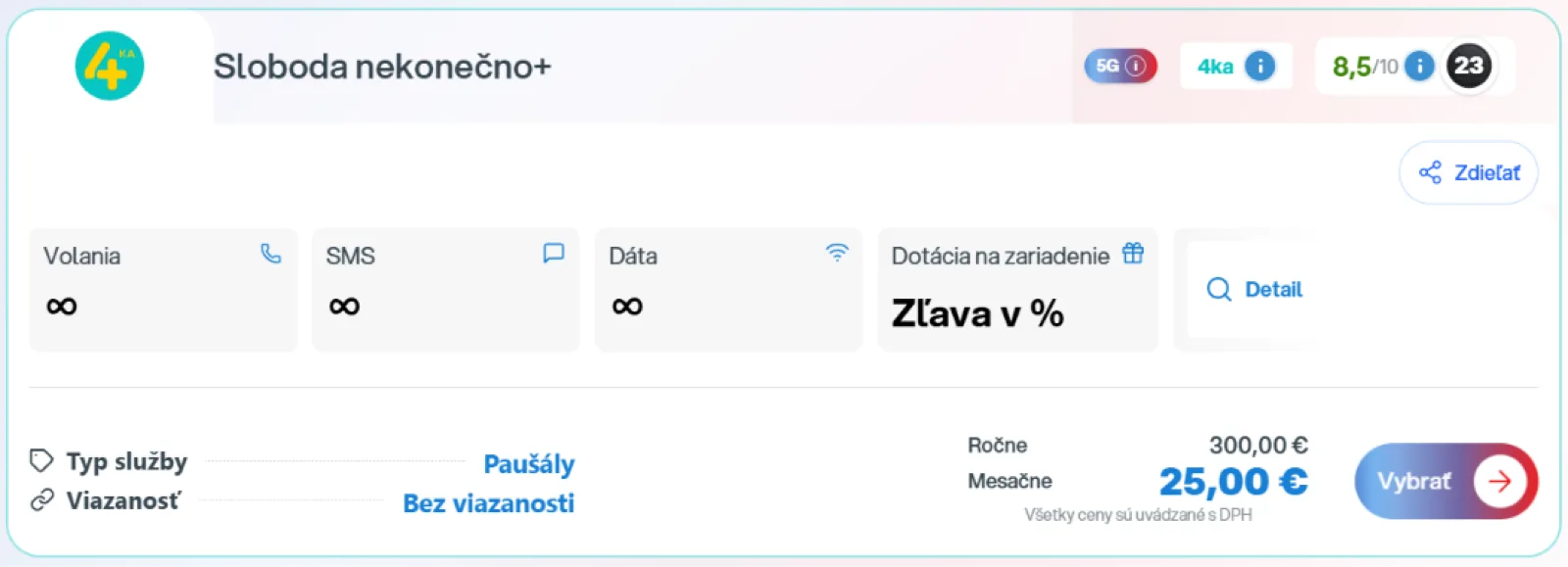 4ka neobmedzený mobilný paušál superpausal.sk